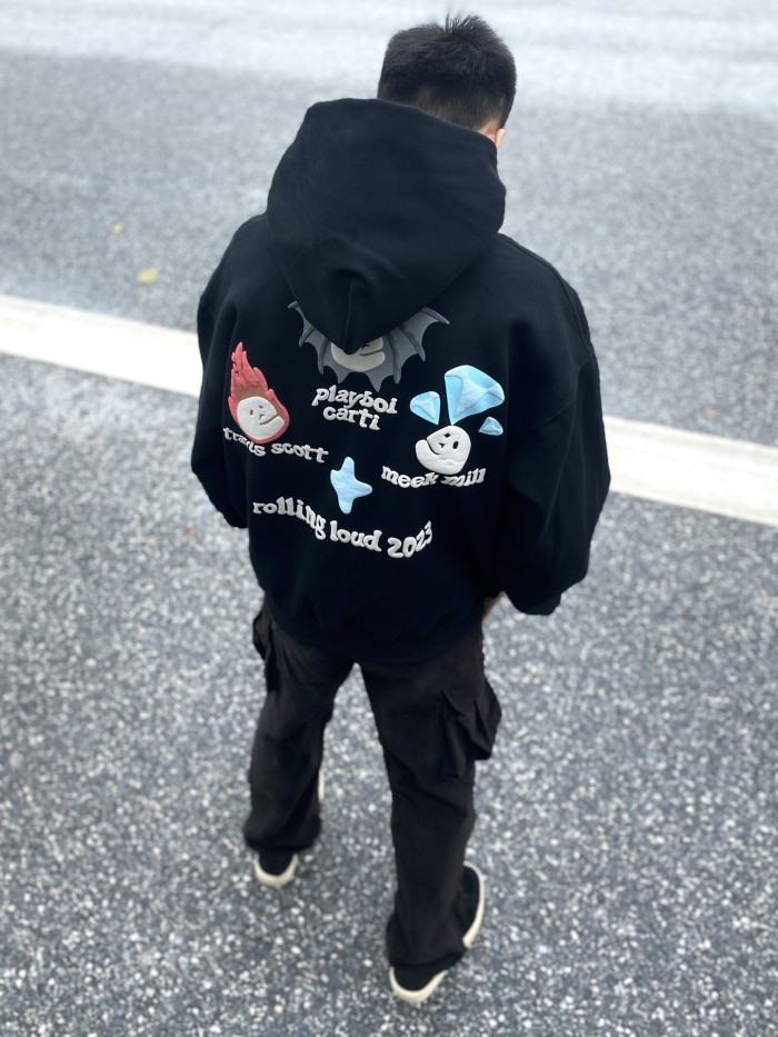 Rock music foam three-dimensional printed hoodie