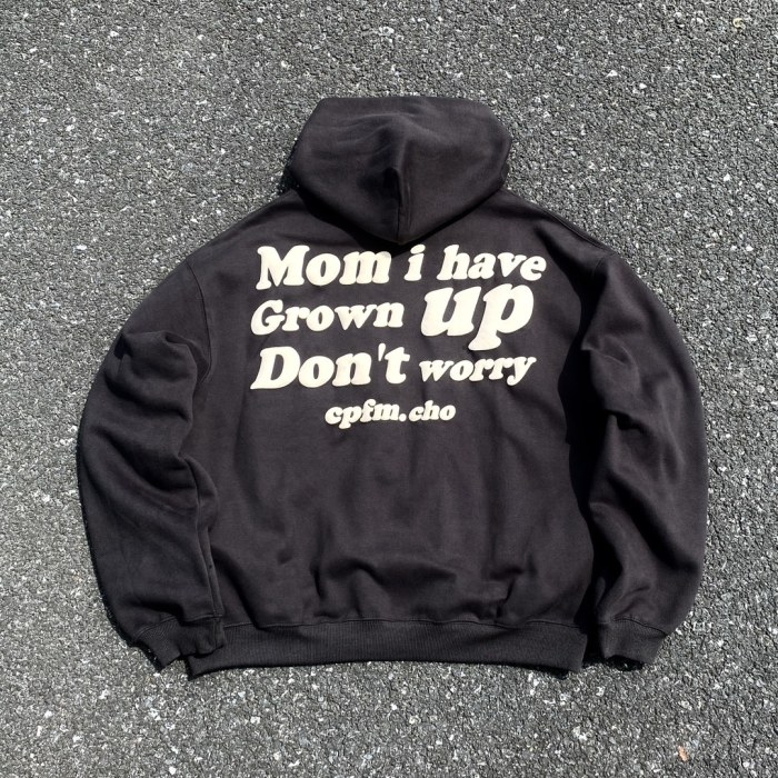 Smiley face letter foam three-dimensional hoodie