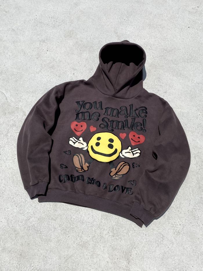 Love smiley face foam three-dimensional printed hoodie
