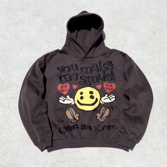Love smiley face foam three-dimensional printed hoodie