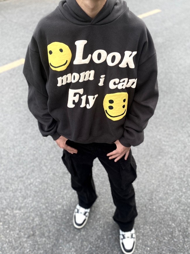 Smiley face letter foam three-dimensional hoodie