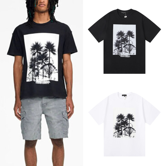 Palm Tree Print Peplum Short Sleeve Tee 2 colors