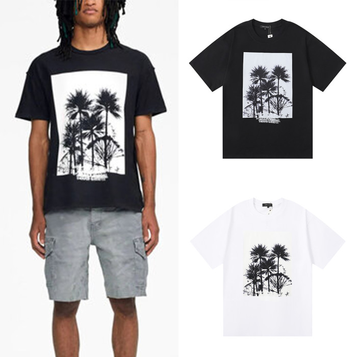 Palm Tree Print Peplum Short Sleeve Tee 2 colors