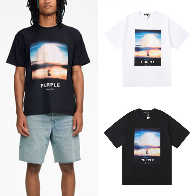 Mushroom Cloud Printed Heavy Double Yarn Short Sleeve Tee 2 colors