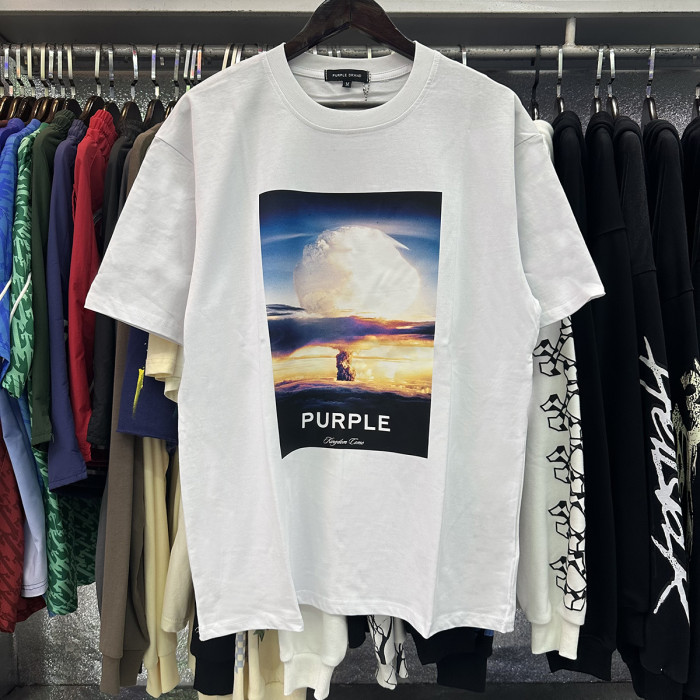 Mushroom Cloud Printed Heavy Double Yarn Short Sleeve Tee 2 colors