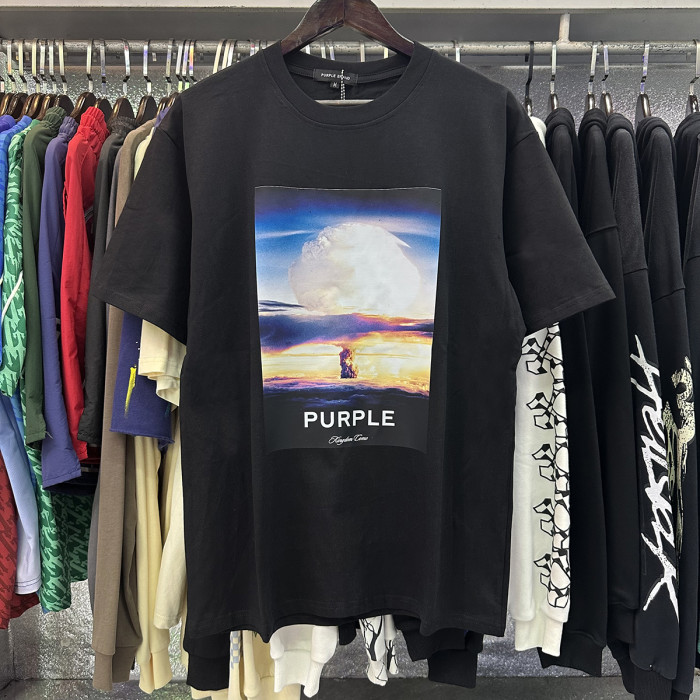 Mushroom Cloud Printed Heavy Double Yarn Short Sleeve Tee 2 colors