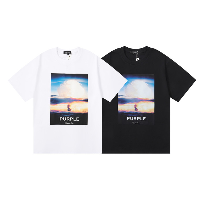 Mushroom Cloud Printed Heavy Double Yarn Short Sleeve Tee 2 colors