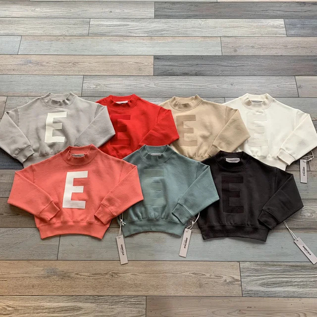 1:1 quality version Big E Monogrammed Crew Neck Sweatshirt for kids 7 colors