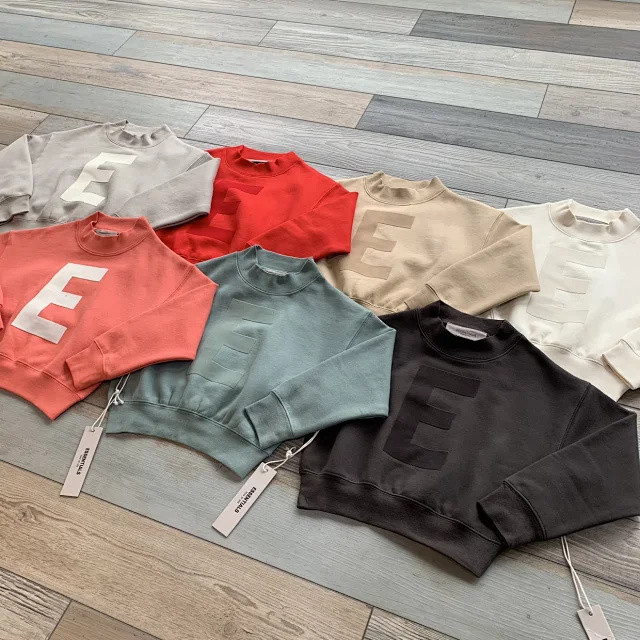 1:1 quality version Big E Monogrammed Crew Neck Sweatshirt for kids 7 colors