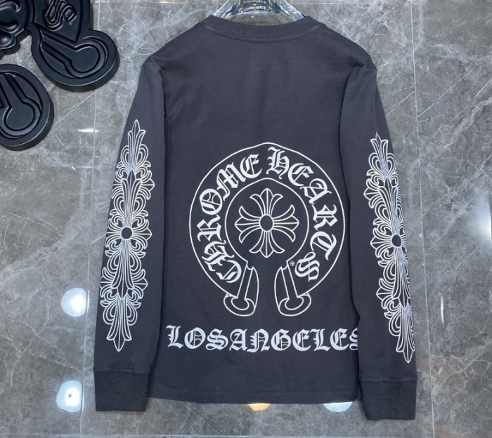 Double arm cross printed long sleeve T-shirt 3 colors