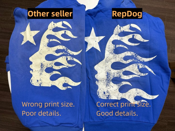 [Including comparative images of RepDog and other seller] 1:1 quality version Blue Flame Letter Print Hoodie