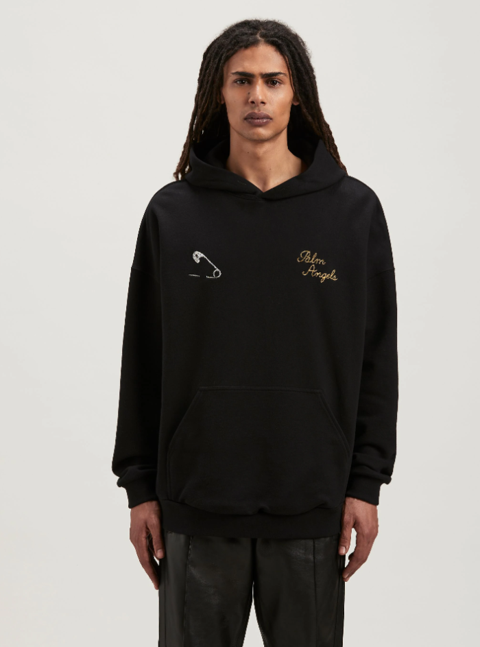Kangaroo Pocket Back Palm Tree Figure Hooded Sweatshirt