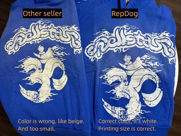 [Including comparative images of RepDog and other seller] 1:1 quality version Blue Flame Letter Print Hoodie