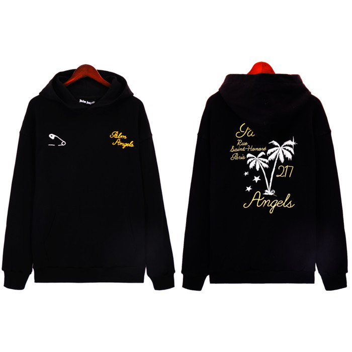 Kangaroo Pocket Back Palm Tree Figure Hooded Sweatshirt