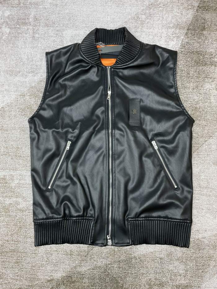 1:1 quality version Black lacquered leather fitted undershirt with pockets Vest