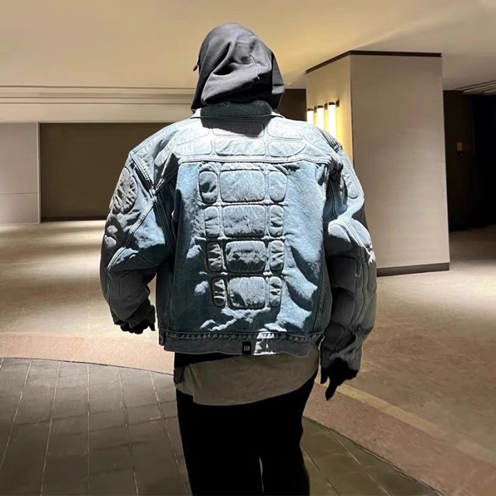 [50% Off]Armour style making old cat whiskers torn denim Jacket Kanye West YZY 23947316