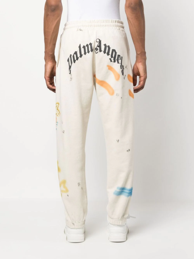 Back Logo Palm Tree Print Pants