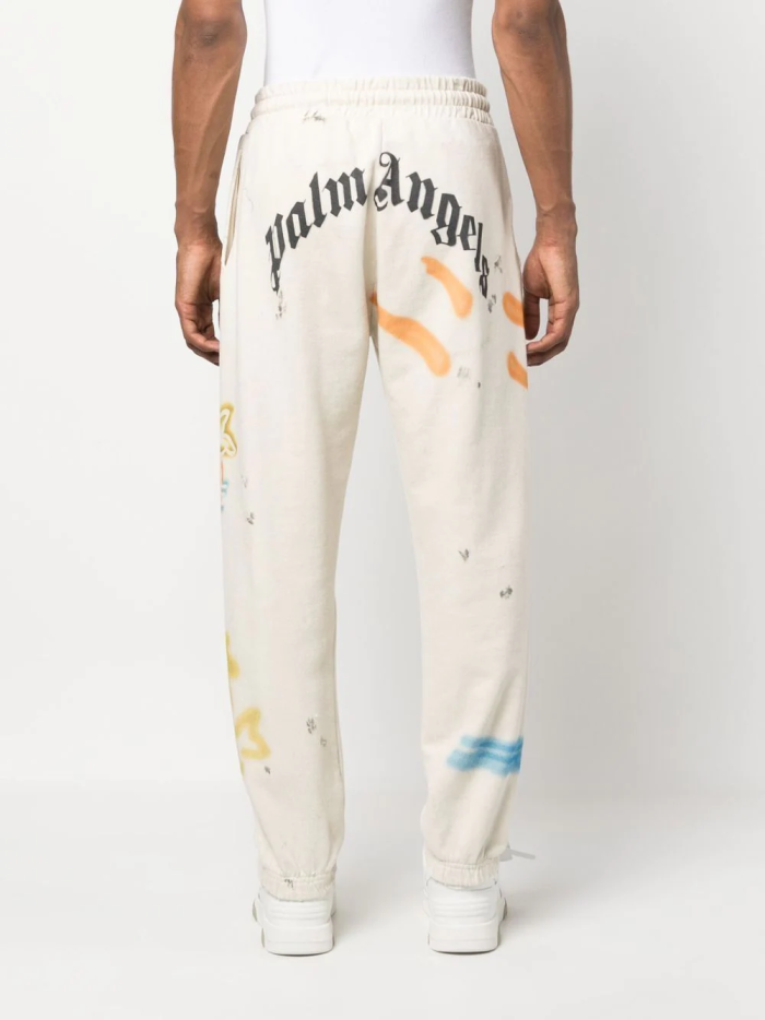 Back Logo Palm Tree Print Pants