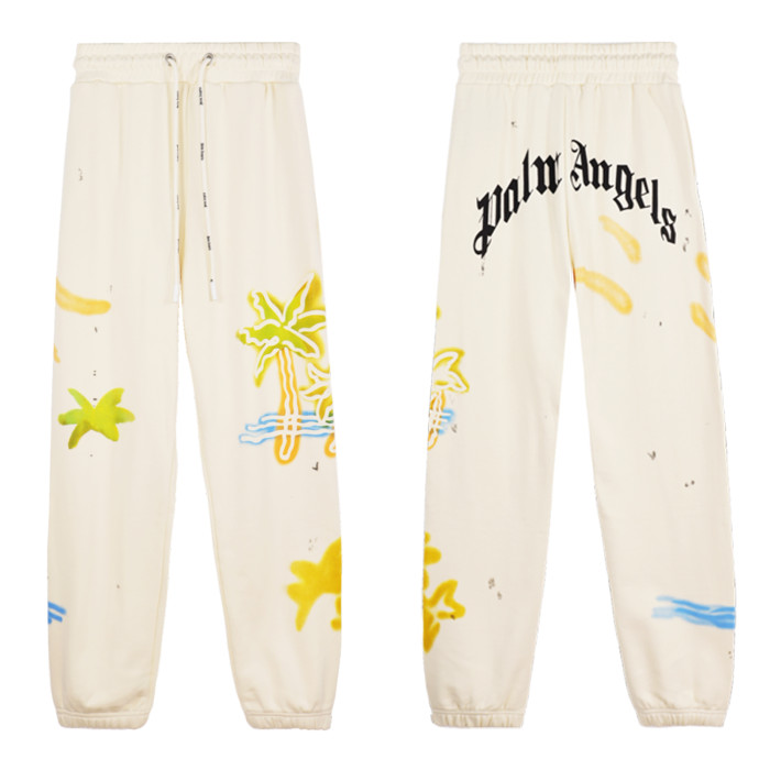 Back Logo Palm Tree Print Pants