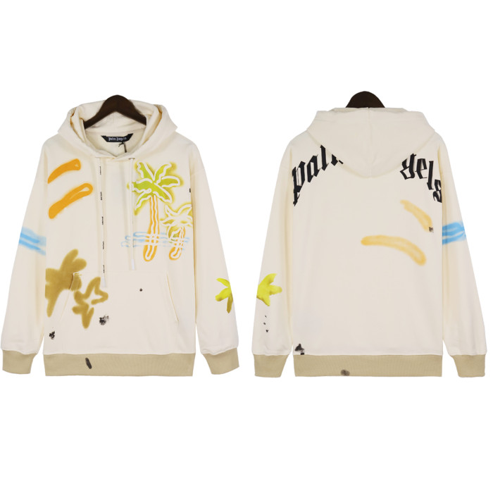 Logo Printed Palm Tree Hooded Sweatshirt with Back Embellishment