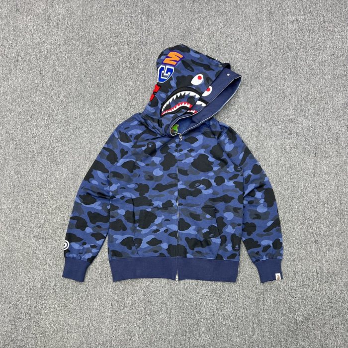 1:1 quality version Featured Double Head Camo Shark  Sweatshirt Hoodie 3 colors
