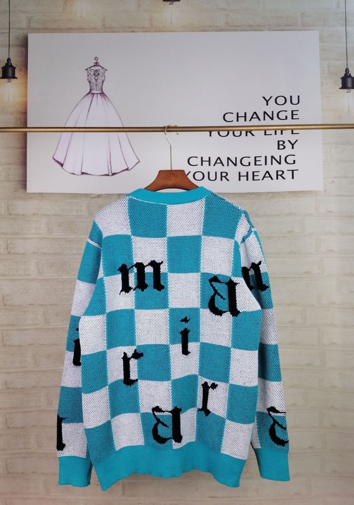 Checkerboard Full Body Appliqué Crew Neck Sweater 2 colors