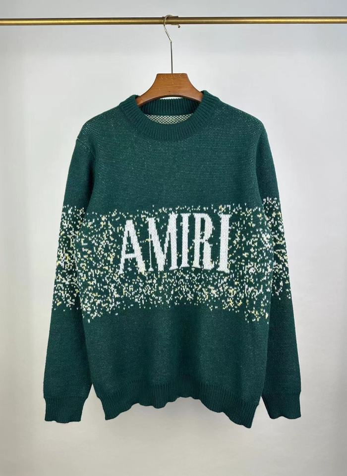 Classic logo jacquard monogram crew neck sweater with front panel 3 colors