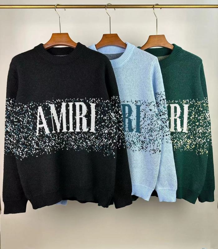 Classic logo jacquard monogram crew neck sweater with front panel 3 colors
