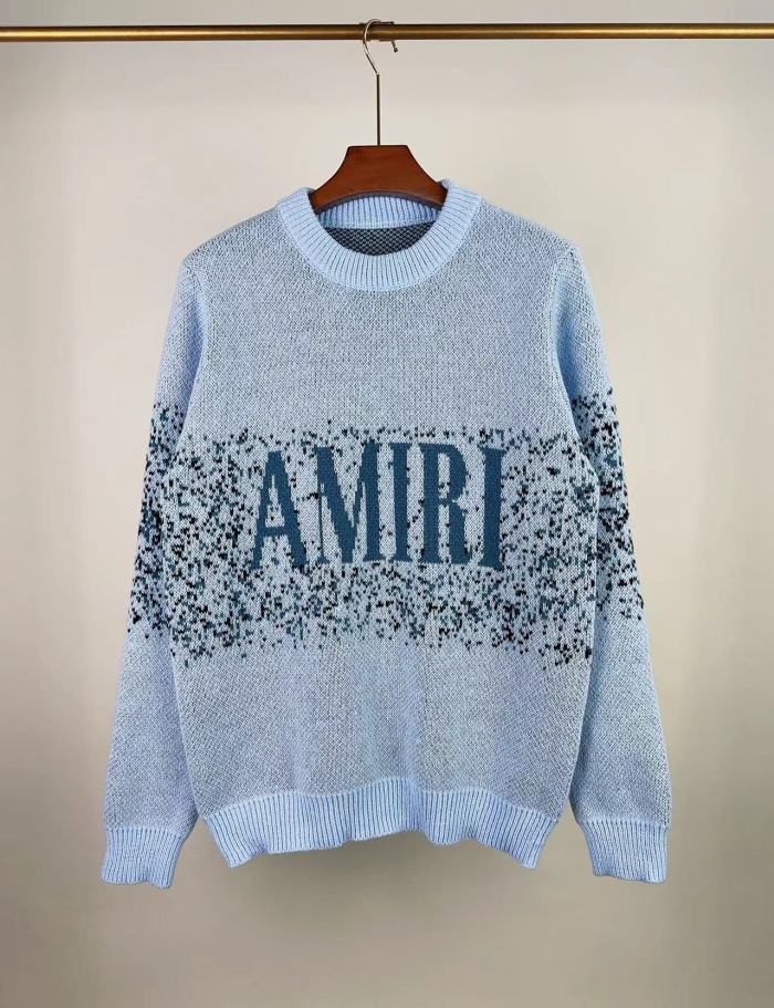 Classic logo jacquard monogram crew neck sweater with front panel 3 colors