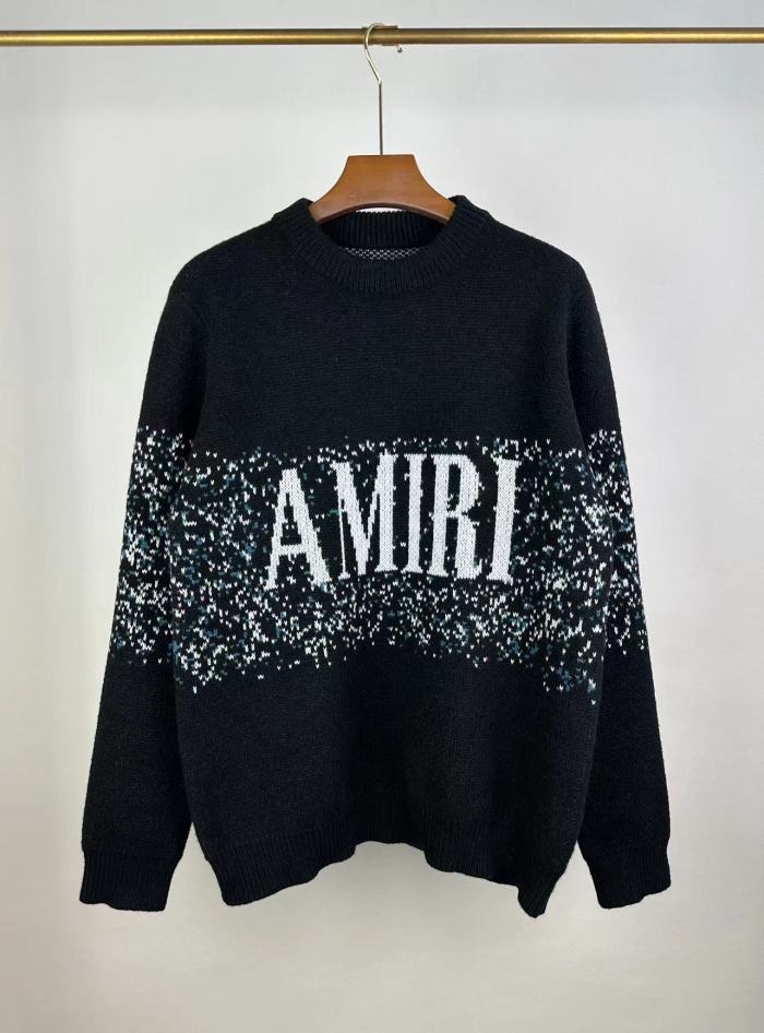Classic logo jacquard monogram crew neck sweater with front panel 3 colors