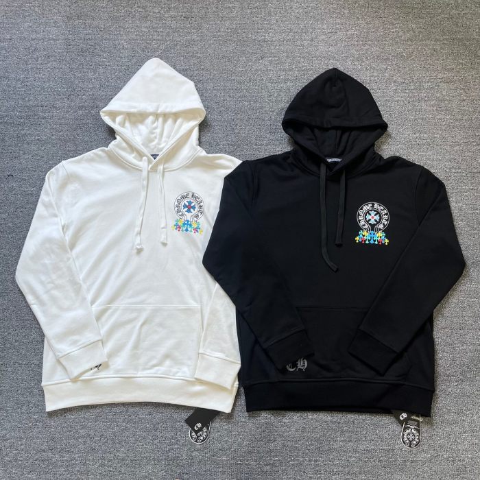 Colorful Multi Cross Print Hooded Sweatshirt 2 colors