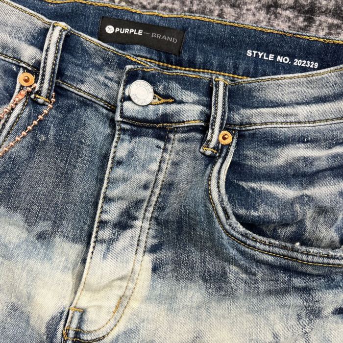 1:1 quality version Scratch Hole Personalized Slim Fit Jeans