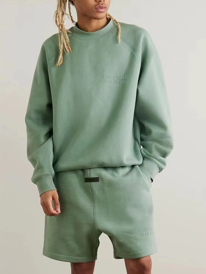 Simple Same Color Letter Printed Crew Neck Pullover Sweatshirt 4 colors