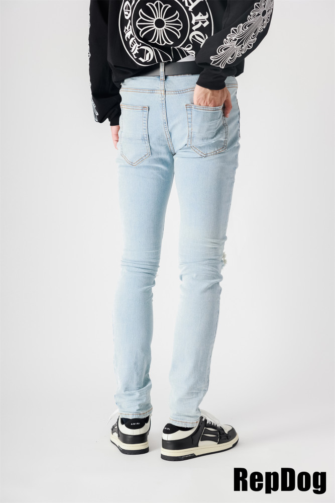 1:1 quality version Patchwork jeans in light gray
