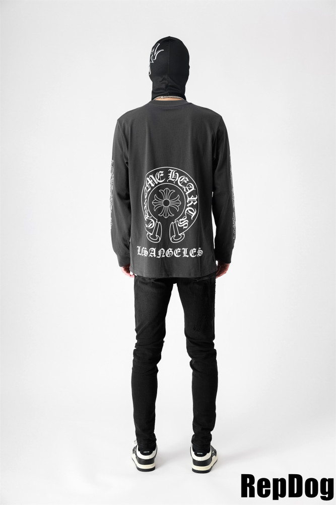 Double arm cross printed long sleeve T-shirt 3 colors