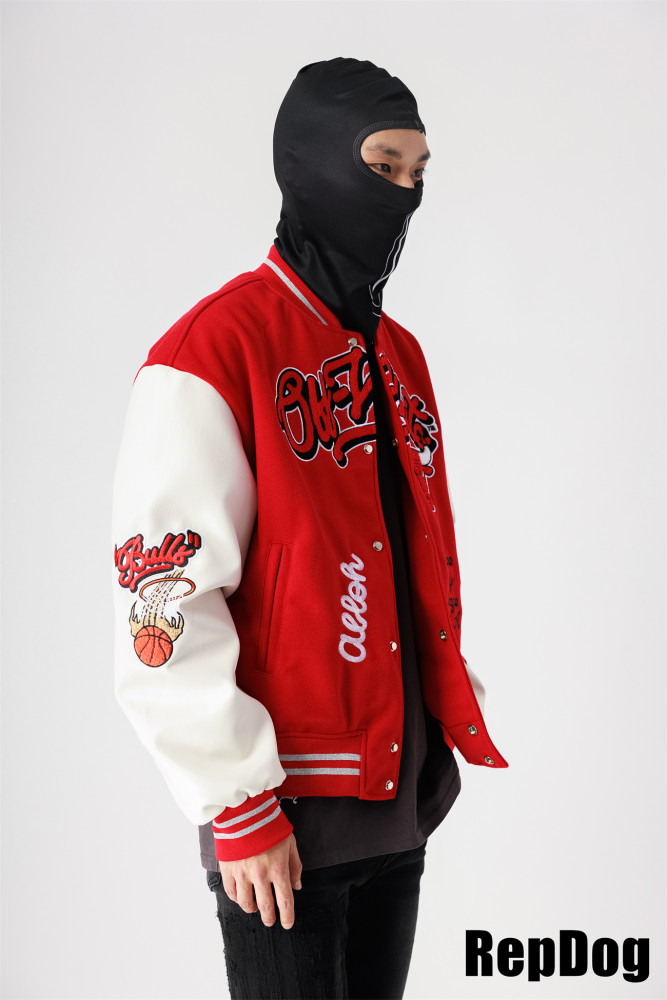 [Including comparative images of RepDog and other seller] 1:1 quality version Patchwork Leather Embroidered Baseball Jacket 2 colors
