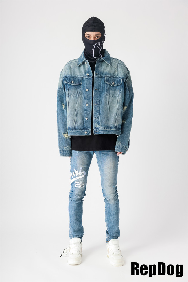 [50% Off]Armour style making old cat whiskers torn denim Jacket Kanye West YZY 23947316
