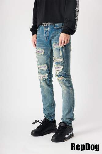 [buy more save more]  1:1 quality version Pink diamond ripped patchwork jeans