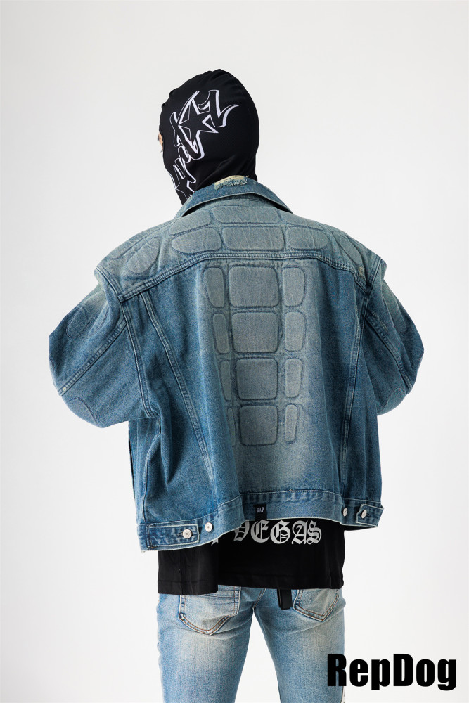 [50% Off]Armour style making old cat whiskers torn denim Jacket Kanye West YZY 23947316