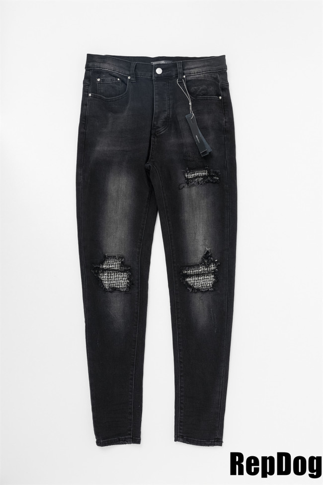 1:1 quality version Simple hole wearable slim jeans