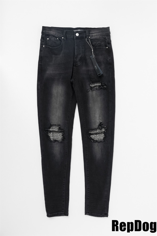 1:1 quality version Simple hole wearable slim jeans