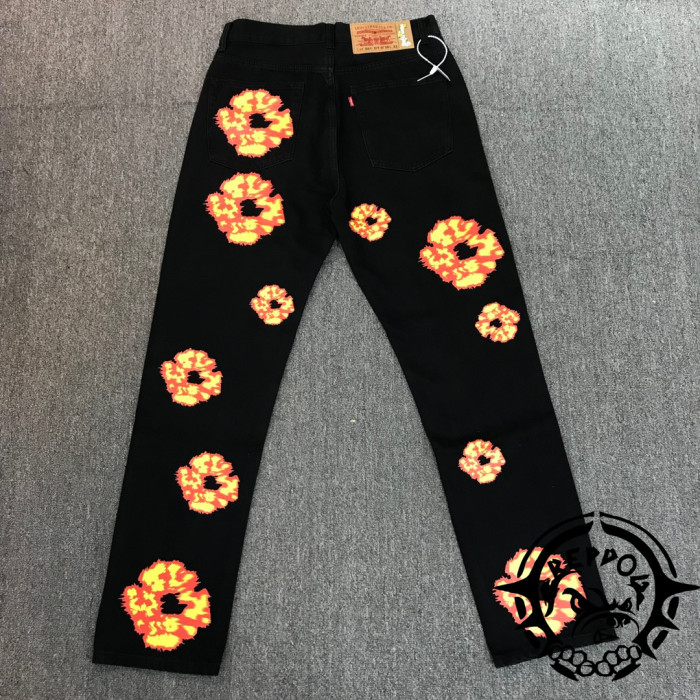1:1 quality version Irregular-Logo Jeans 2 colors