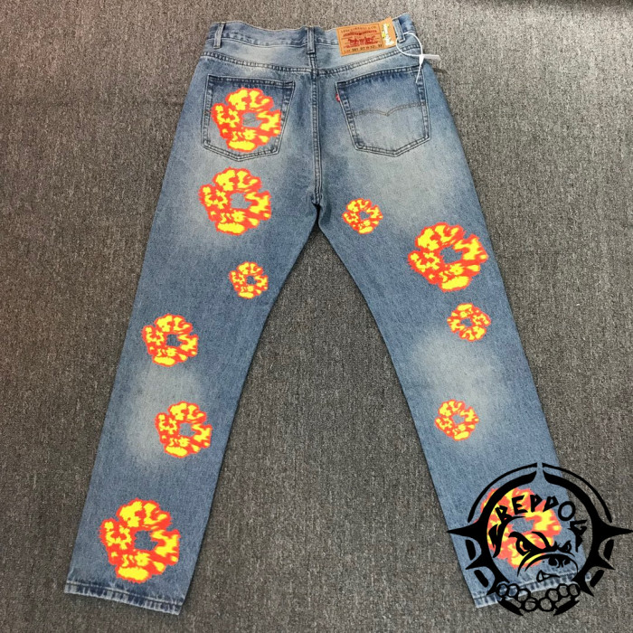 1:1 quality version Irregular-Logo Jeans 2 colors