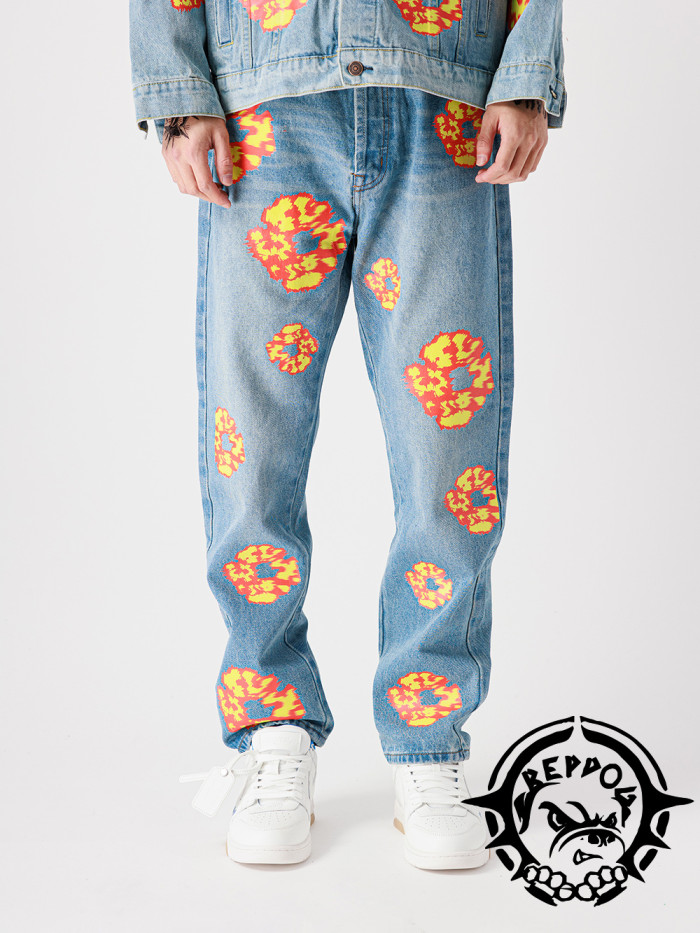 1:1 quality version Irregular-Logo Jeans 2 colors
