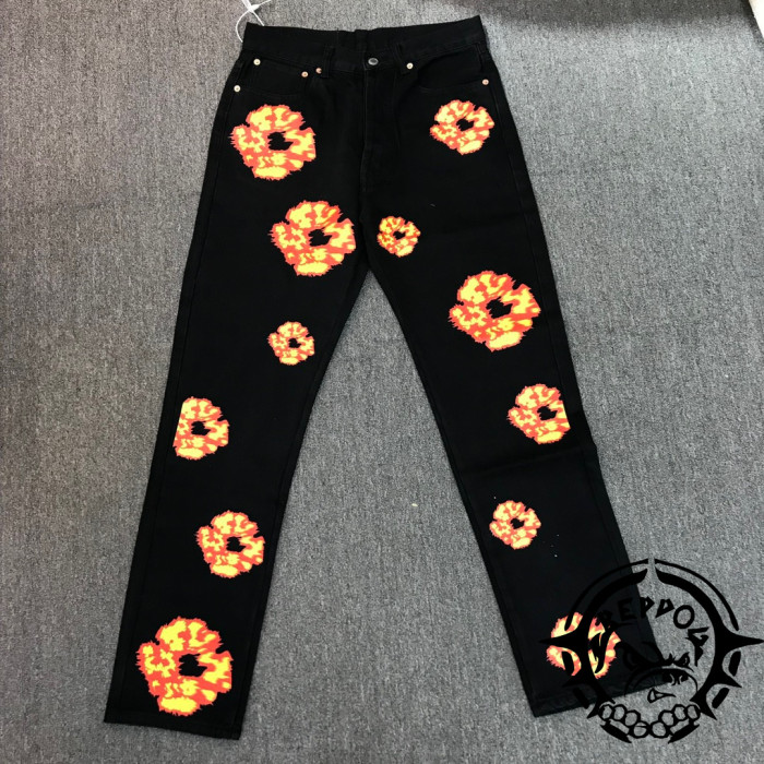 1:1 quality version Irregular-Logo Jeans 2 colors