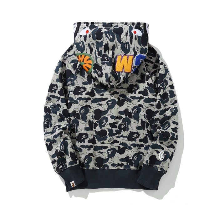 Multicolor Camouflage Shark Zipper Hoodie