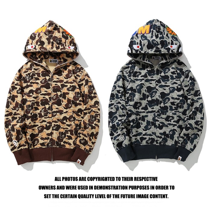 Multicolor Camouflage Shark Zipper Hoodie