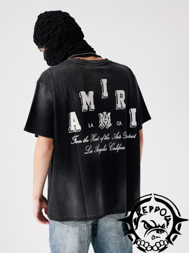 1:1 quality version Three-dimensional letters in distressed print T-shirt 3colors
