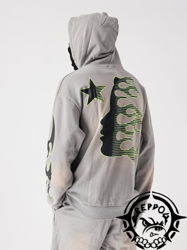 High Street Vintage Gradient Aged Hooded Sweatshirt