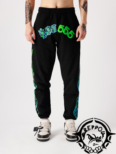Face Fluorescent Green Totem Print Sweatpants